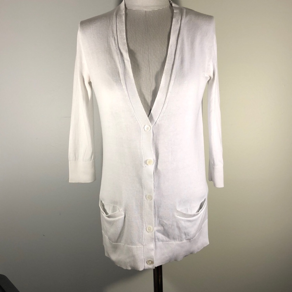 GAP white cotton v-neck button cardigan size x small
